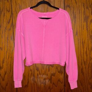 Aerie Vibrant Pink Long Sleeve Crop